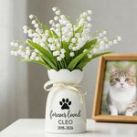 Personalized Paw Print Ceramic Vase with Name and Date Daily Use Memorial Sympathy Pet Loss Gift for Pet Owners