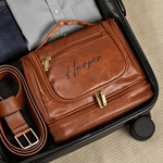Personalizado Golf Barba Diseño Portátil Impermeable PU Cuero Bolsa de aseo de los hombres con la inicial y el nombre de viaje de negocios Viaje de cumpleaños de regalo para los hombres