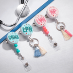 Personalised Multicolour Tassel Bead Retractable Nurse Badge Reel with Name Clinic Use Nurse Week Birthday Gift for Nurse Doctor Medical Staff