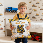 Vehículo de Construcción Personalizado Funda de Almohada Suave con Nombre Inicial y Título Decoración de Dormitorio Regalo de Cumpleaños para Niños Niños