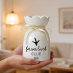 Personalized Paw Print Ceramic Vase with Name and Date Daily Use Memorial Sympathy Pet Loss Gift for Pet Owners