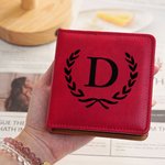 Personalized Botanical Wreath Initial PU Leather Sticky Note Holder Desk Organizer Daily Use Birthday Office Gift for Colleagues Office Workers