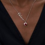 Gepersonaliseerde prachtige hart geboortesteen ketting met naam sierlijke sieraden verjaardag Moederdag cadeau voor vrouwen