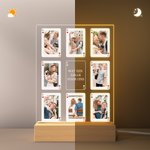 Gepersonaliseerd Foto in Pokerstijl LED-nachtlampje met 7 kleuren Tekst en Initiaal met Houten Voet Kamerdecoratie en Valentijnsdagcadeau voor Koppels