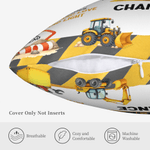 Vehículo de Construcción Personalizado Funda de Almohada Suave con Nombre Inicial y Título Decoración de Dormitorio Regalo de Cumpleaños para Niños Niños