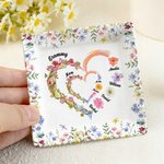 Personalised Watercolour Family Heart Birth Flower Ceramic Trinket Jewellery Dish with Names Birthday Mother's Day Gift for Women