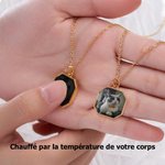Collier unisexe personnalisé avec photo thermique - Forme de pendentif et texte gravé au dos à choix - Cadeau d'anniversaire pour la famille les amis