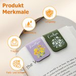 Personalisierter magnetischer Lesezeichen-Clip | aus PU-Leder | mit Geburtsblumen-Strauß und Namen | Geburtstag Geschenk für Bücherliebhaber