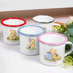 Personalized Cute Classic Winnie the Pooh 12 oz Enamel Mug with Name Back to School Birthday Gift for Family Kids