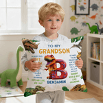 Personalized Dinosaur Soft Throw Pillow Cover with Name and Initial Home Decor Birthday Gift for Dinosaur Lover Kid Boy