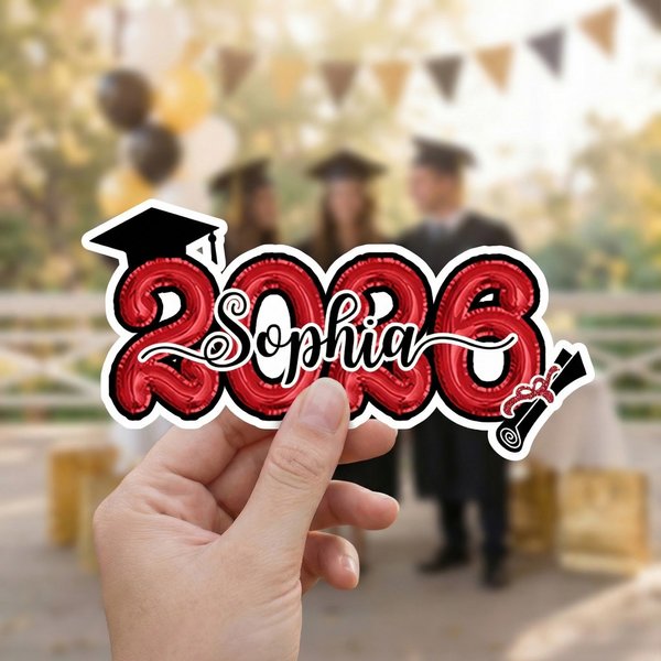Gepersonaliseerde 2026 Graduation Cap Scroll Waterdichte Stickers met Naam Set van 2 Graduation Party Decoratie Favor voor Afgestudeerden