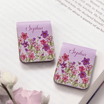 Personalized Birth Flower Magnetic PU Leather Bookmark Clip with Name Daily Reading Use Book Club Birthday Gift for Bookworm Book Lover