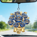 Personalised Crystal Rose Bouquet Butterfly Suncatcher Acrylic Ornament with 1-8 Names and Title Home Decor Mother's Day Birthday Gift for Family Mom