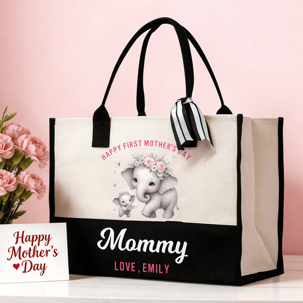 Sac en toile personnalisé avec nom et texte pour la fête des mères Cadeau d'anniversaire pour maman grand-mère