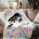 Personalized Flower Bear Soft Throw Blanket with 1-8 Names Title Text Home Decor Birthday Mother's Day Gift for Mom Grandma
