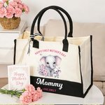Sac en toile personnalisé avec nom et texte pour la fête des mères Cadeau d'anniversaire pour maman grand-mère