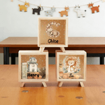 Personalized Cartoon Animal Initial Wooden Money Box Piggy Bank with Name Birthday Children's Day Gift for Boys Girls Kids
