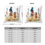 Personalized Colourful Mom Daughter Silhouette Soft Throw Pillow Cover with Name and Birth Flower Mother's Day Birthday Gift for Mom Grandmother