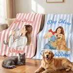 Personalized Dog Cat Photo Soft Blanket with Name Home Decor Birthday Gift for Cat Mom Dog Mom Pet Lover