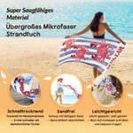 Personalisiertes Strandtuch mit Meeresmotiv und Streifen | schnelltrocknend | mit Namen | Reisezubehör Strand Geburtstag Geschenk für Familie Freunde