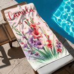 Personlig fødselsblomst Hurtigtørkende overdimensjonert mikrofiberstrandhåndkle med navn Reise Essentials Beach Party Gave til familievenn