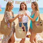 Personalised Monogram Embroidery Design Hollow Woven Tote Bag  Daily Use Mother's Day Birthday Gift for Mom Friend Woman