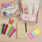 Personalised Floral Notebook Pencil Case Bible Study Kit with Name Colourful Pens and Gift Box 11 Pcs Easter Gift for Christian Catholic