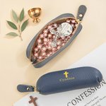 Carry His Grace Everywhere - Personalized PU Leather Rosary Coin Purse with Name - Christian Gift for Baptism, Christmas & Confirmation