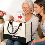 Sac en toile personnalisé avec nom et texte pour la fête des mères Cadeau d'anniversaire pour maman grand-mère