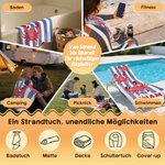 Personalisiertes Strandtuch mit Meeresmotiv und Streifen | schnelltrocknend | mit Namen | Reisezubehör Strand Geburtstag Geschenk für Familie Freunde