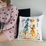 Personalized Colourful Mom Daughter Silhouette Soft Throw Pillow Cover with Name and Birth Flower Mother's Day Birthday Gift for Mom Grandmother