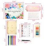 Personalised Floral Notebook Pencil Case Bible Study Kit with Name Colourful Pens and Gift Box 11 Pcs Easter Gift for Christian Catholic