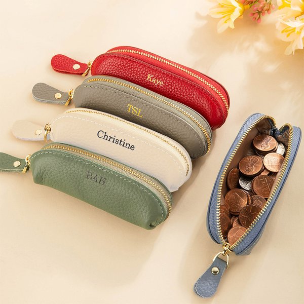 Personalised Multicolor Mini PU Leather Coin Handbag Makeup Bag with Name Daily Travel Accessories Birthday Gift for Women