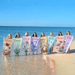 Personlig fødselsblomst Hurtigtørkende overdimensjonert mikrofiberstrandhåndkle med navn Reise Essentials Beach Party Gave til familievenn