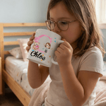 Personalized Cute Cartoon Character Initial 11 oz/15 oz Ceramic Mug with Name and Handle Birthday Gift for Boys Girls
