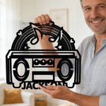 Panneau en métal personnalisé avec nom Décoration murale pour la maison Cadeau d'anniversaire pour les musiciens Amoureux de la musique