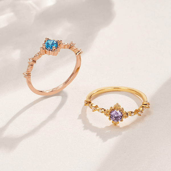 Anello personalizzato con pietra di nascita a forma di vite e zircone Gioielli raffinati Regalo di compleanno per l'anniversario e la promessa per le donne