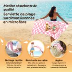 Serviette de plage à séchage rapide personnalisé avec nom et personnage - Cadeau de vacances à la plage pour les enfants