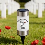 Lampe solaire personnalisée avec nom texte date et fleur - Design de papillon ou pigeon - Cadeau de Toussaint cérémonie funèbre jardinage pour famille