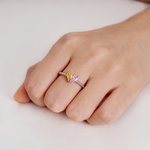 Anillo Personalizado de Corazón con Piedra de Nacimiento Joyería delicada Aniversarios Cumpleaños Día de la Madre Regalo para Mujer