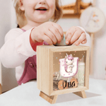 Personalized Cartoon Animal Initial Wooden Money Box Piggy Bank with Name Birthday Children's Day Gift for Boys Girls Kids