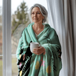 Personalized Flower Bear Soft Throw Blanket with 1-8 Names Title Text Home Decor Birthday Mother's Day Gift for Mom Grandma