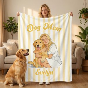 Couverture personnalisée avec photo de chien ou de chat et nom Cadeau d'anniversaire pour maman de chat, maman de chien, amoureux des animaux de compagnie
