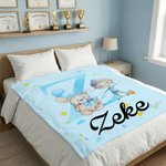 Personnalisé Cartoon Professional Character Bear Initial Soft Throw Blanket with Name Children's Day Gift for Boys Girls