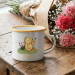 Personalized Cute Classic Winnie the Pooh 12 oz Enamel Mug with Name Back to School Birthday Gift for Family Kids
