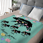 Personalized Flower Bear Soft Throw Blanket with 1-8 Names Title Text Home Decor Birthday Mother's Day Gift for Mom Grandma