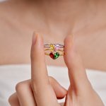 Anillo Personalizado de Corazón con Piedra de Nacimiento Joyería delicada Aniversarios Cumpleaños Día de la Madre Regalo para Mujer