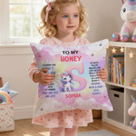 Taie d'oreiller personnalisée en forme de licorne avec nom et initiale Cadeau d'anniversaire pour enfant, fille et fille