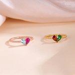 Anillo Personalizado de Corazón con Piedra de Nacimiento Joyería delicada Aniversarios Cumpleaños Día de la Madre Regalo para Mujer