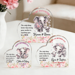 Personalised Cute Elephant Heart-Shaped Acrylic Plaque with Name and Year Anniversary Mother's Day Gift for Moms Kids